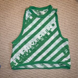 FP Movement by Free People Green and White Tank Top